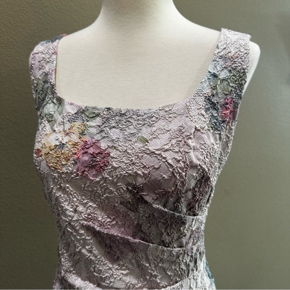 Floral Print Sleeveless Dress Adrianna Papell Ruched Sheath Midi Dress EUC - Picture 13 of 14